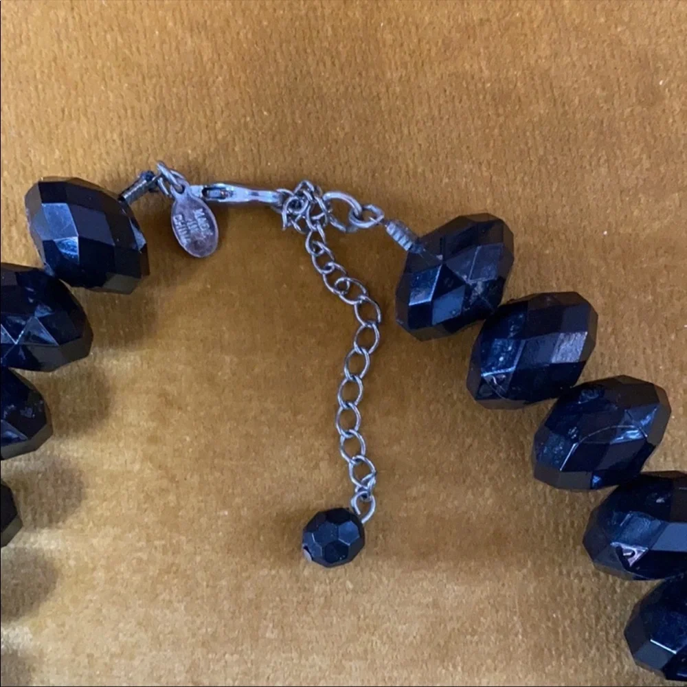 🖤 VTG LYDELL NYC Huge Jet Black Beaded Statement Necklace